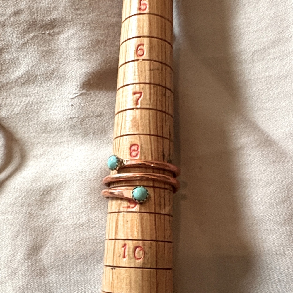Turquoise and Copper Women's Ring Set
